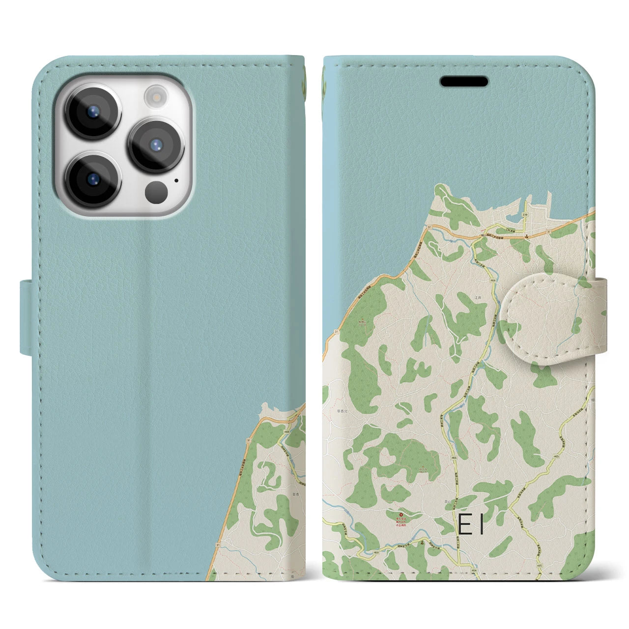 【江井(兵庫県)】地図柄iPhoneケース(手帳タイプ)ナチュラル・iPhone 14 Pro 用