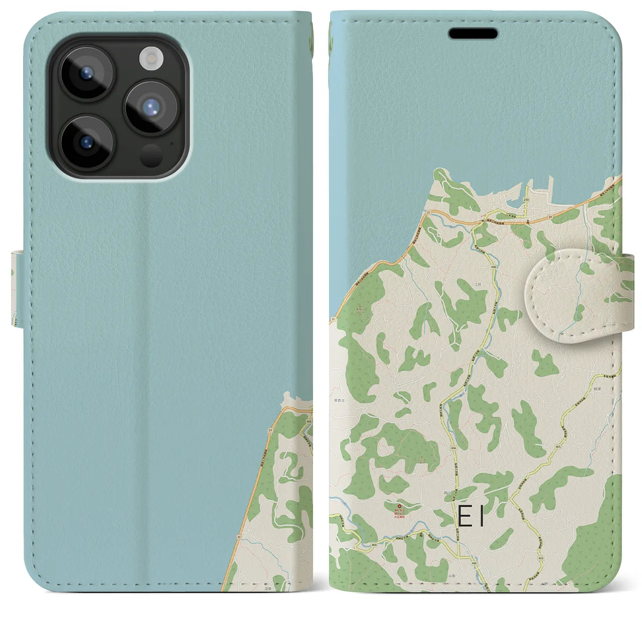【江井(兵庫県)】地図柄iPhoneケース(手帳タイプ)ナチュラル・iPhone 15 Pro Max 用