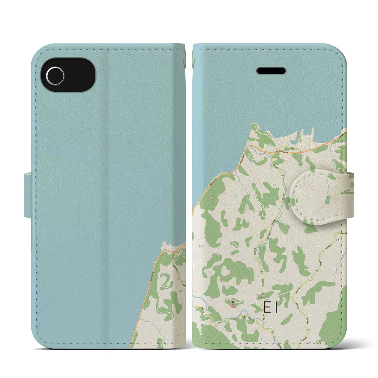 【江井(兵庫県)】地図柄iPhoneケース(手帳タイプ)ナチュラル・iPhone SE(第3 / 第2世代) / 8 / 7 / 6s / 6 用