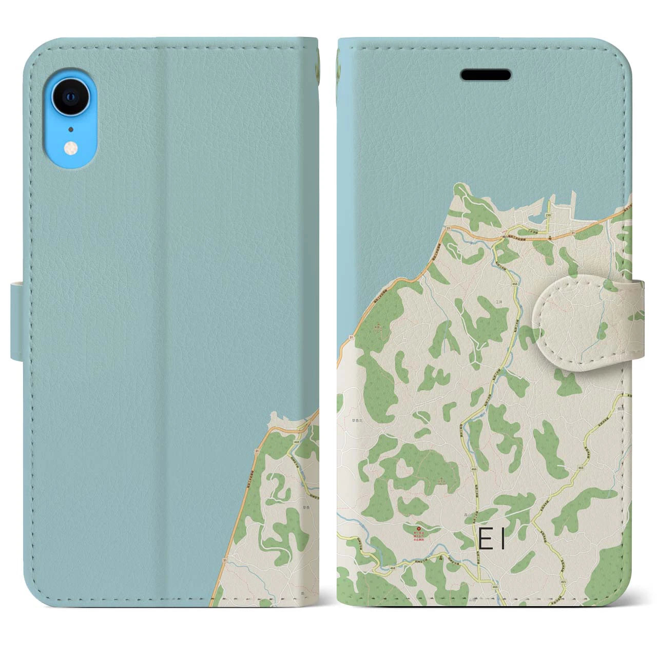【江井(兵庫県)】地図柄iPhoneケース(手帳タイプ)ナチュラル・iPhone XR 用