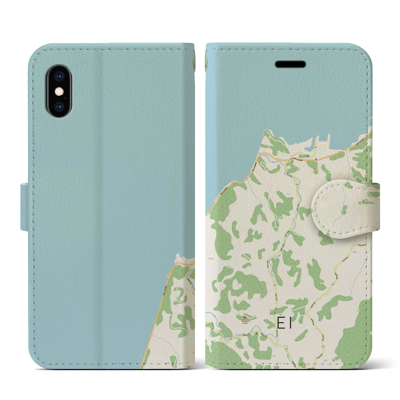 【江井(兵庫県)】地図柄iPhoneケース(手帳タイプ)ナチュラル・iPhone XS / X 用