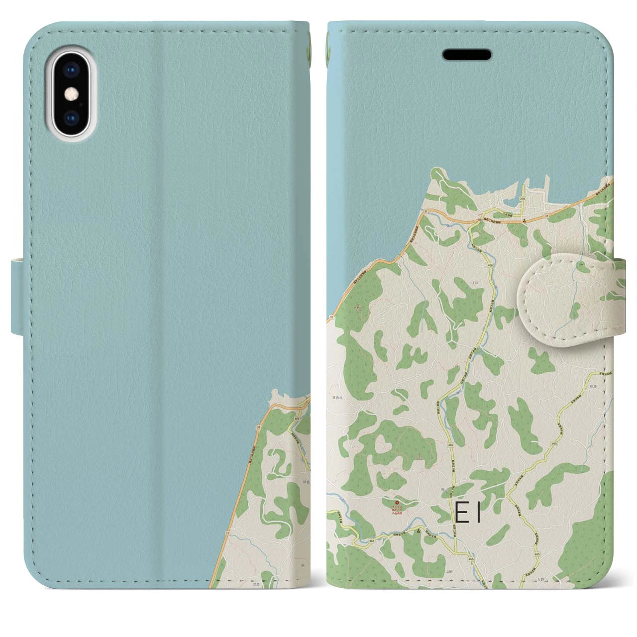 【江井(兵庫県)】地図柄iPhoneケース(手帳タイプ)ナチュラル・iPhone XS Max 用