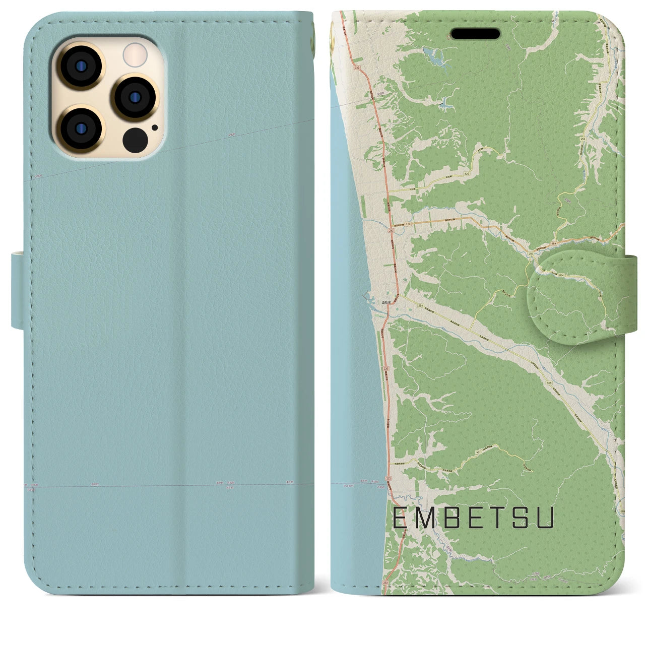 【遠別(北海道)】地図柄iPhoneケース(手帳タイプ)ナチュラル・iPhone 12 Pro Max 用