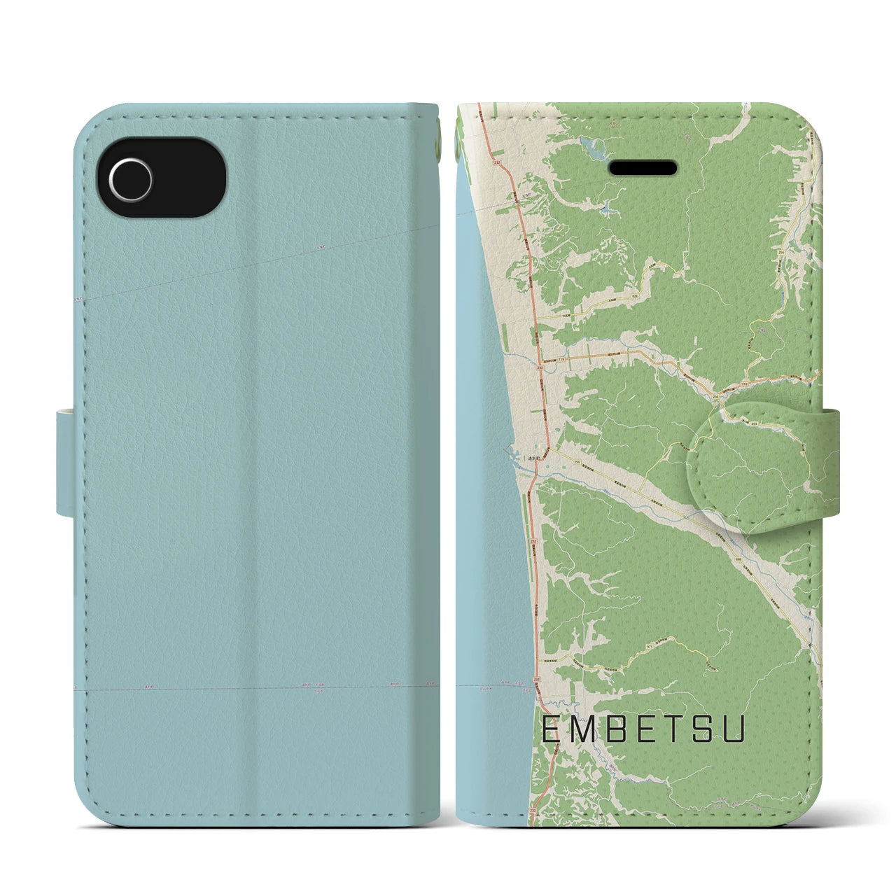 【遠別(北海道)】地図柄iPhoneケース(手帳タイプ)ナチュラル・iPhone SE(第3 / 第2世代) / 8 / 7 / 6s / 6 用