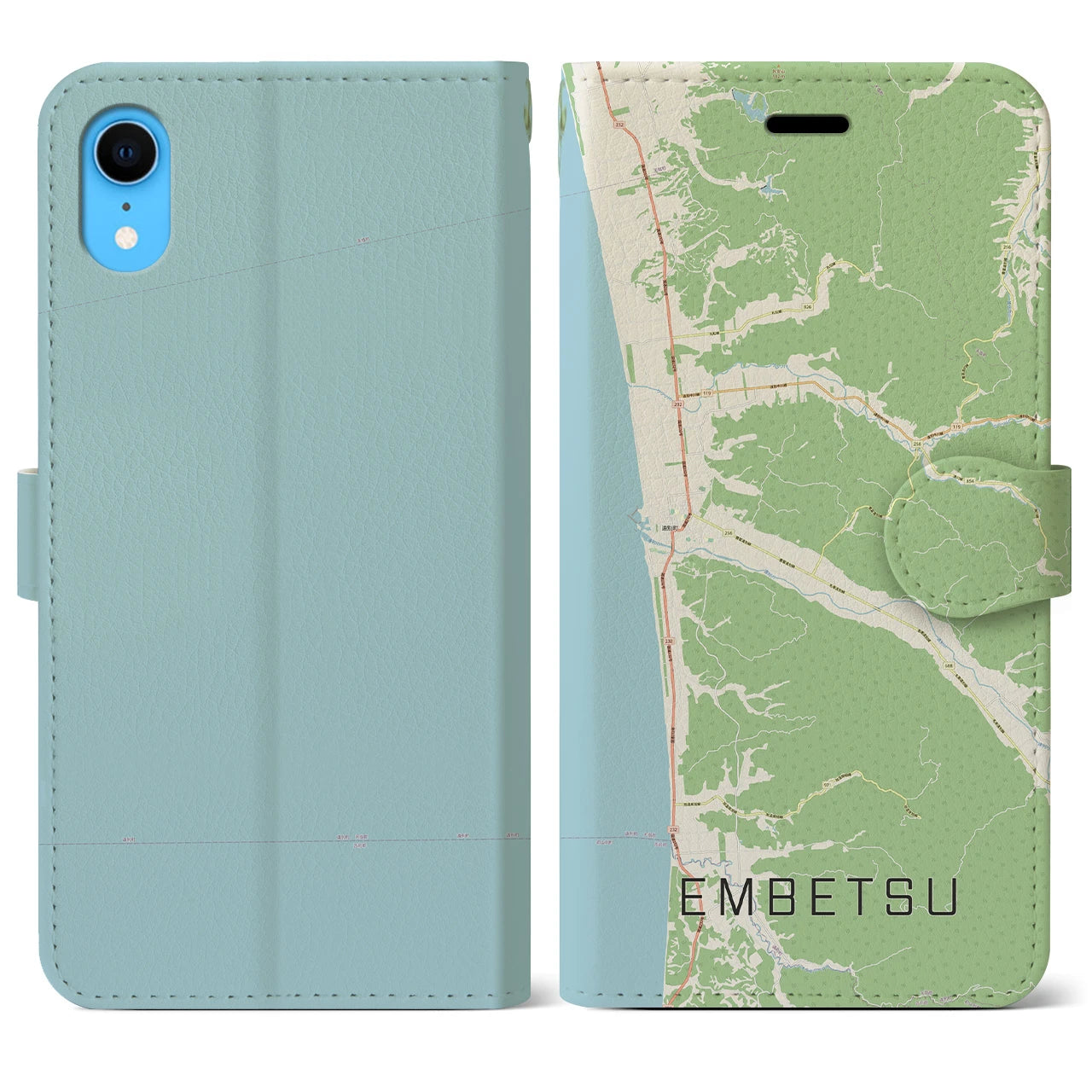 【遠別(北海道)】地図柄iPhoneケース(手帳タイプ)ナチュラル・iPhone XR 用