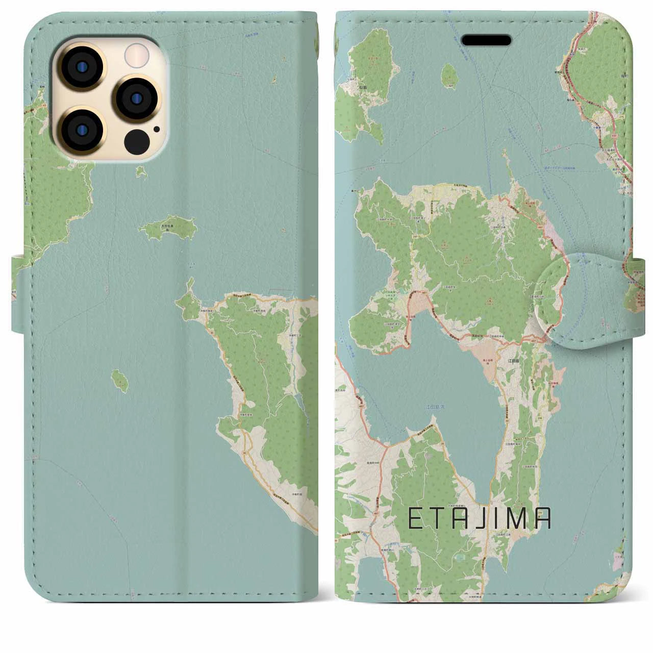 【江田島(広島県)】地図柄iPhoneケース(手帳タイプ)ナチュラル・iPhone 12 Pro Max 用