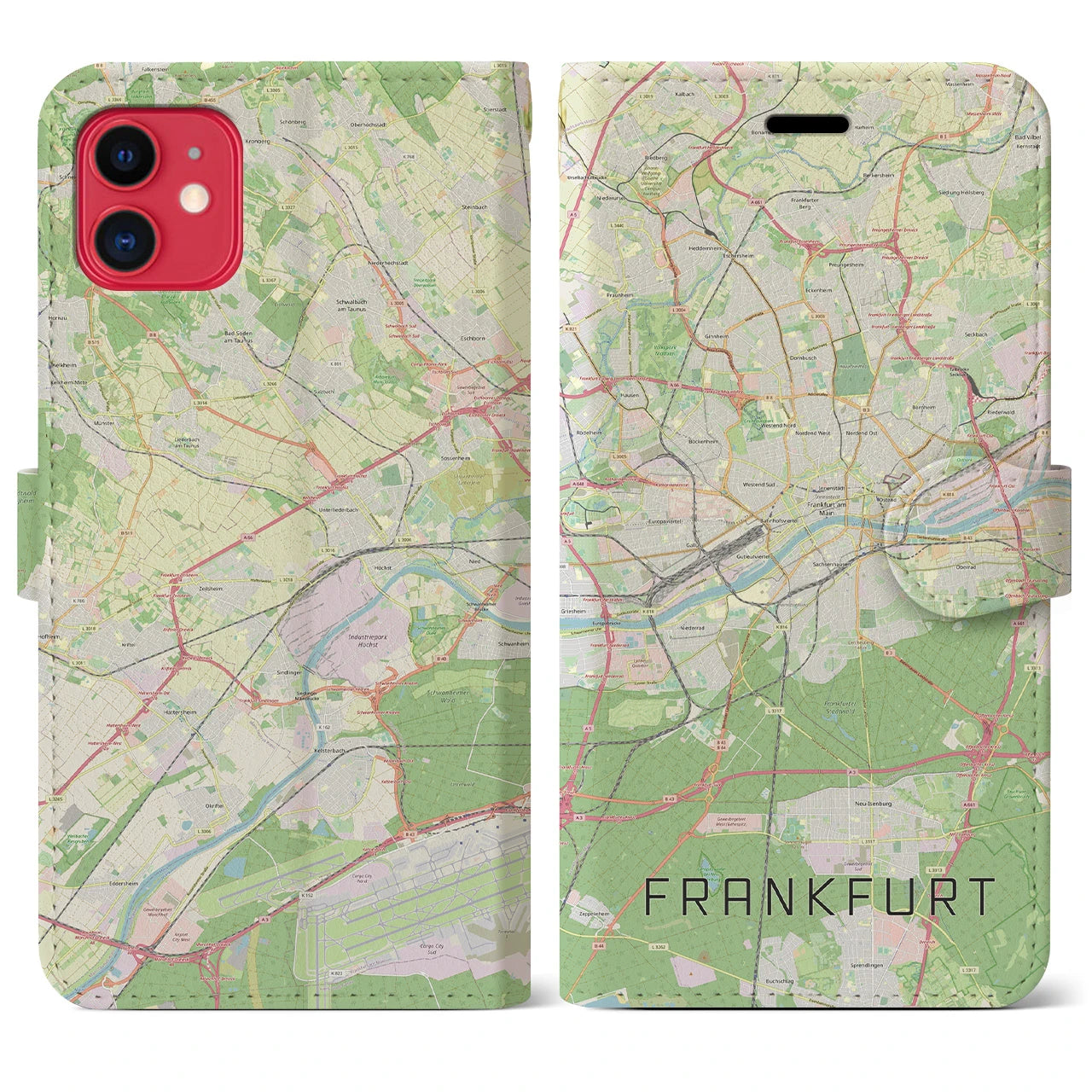 【フランクフルト(ドイツ)】地図柄iPhoneケース(手帳タイプ)ナチュラル・iPhone 11 用