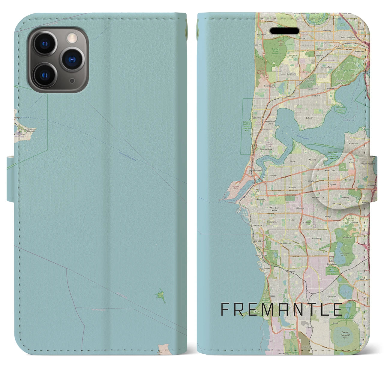 【フリーマントル(オーストラリア)】地図柄iPhoneケース(手帳タイプ)ナチュラル・iPhone 11 Pro Max 用