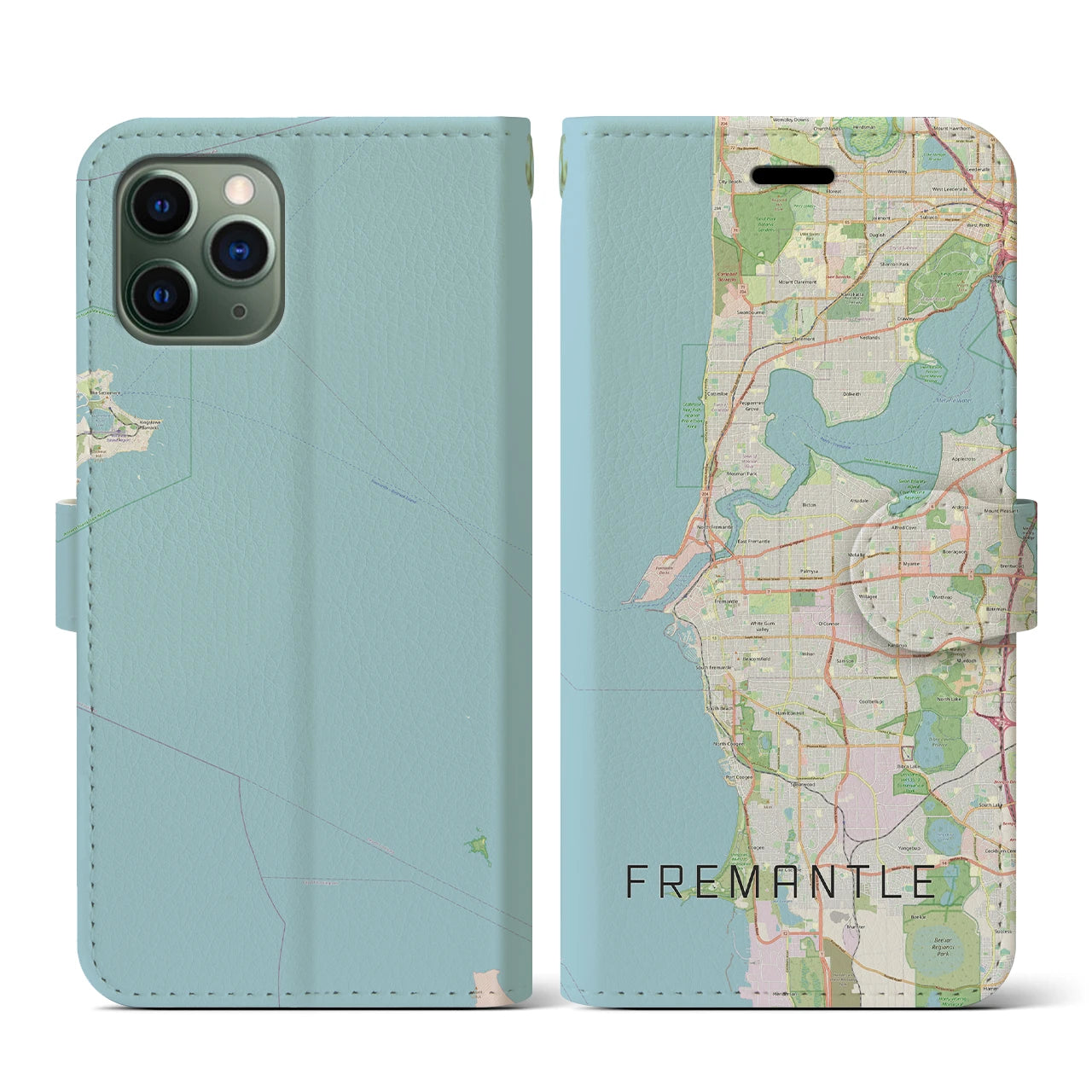 【フリーマントル(オーストラリア)】地図柄iPhoneケース(手帳タイプ)ナチュラル・iPhone 11 Pro 用
