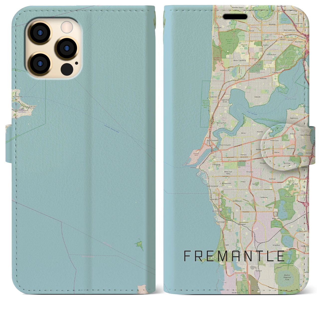 【フリーマントル(オーストラリア)】地図柄iPhoneケース(手帳タイプ)ナチュラル・iPhone 12 Pro Max 用