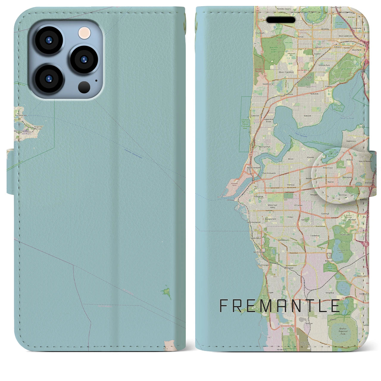 【フリーマントル(オーストラリア)】地図柄iPhoneケース(手帳タイプ)ナチュラル・iPhone 13 Pro Max 用