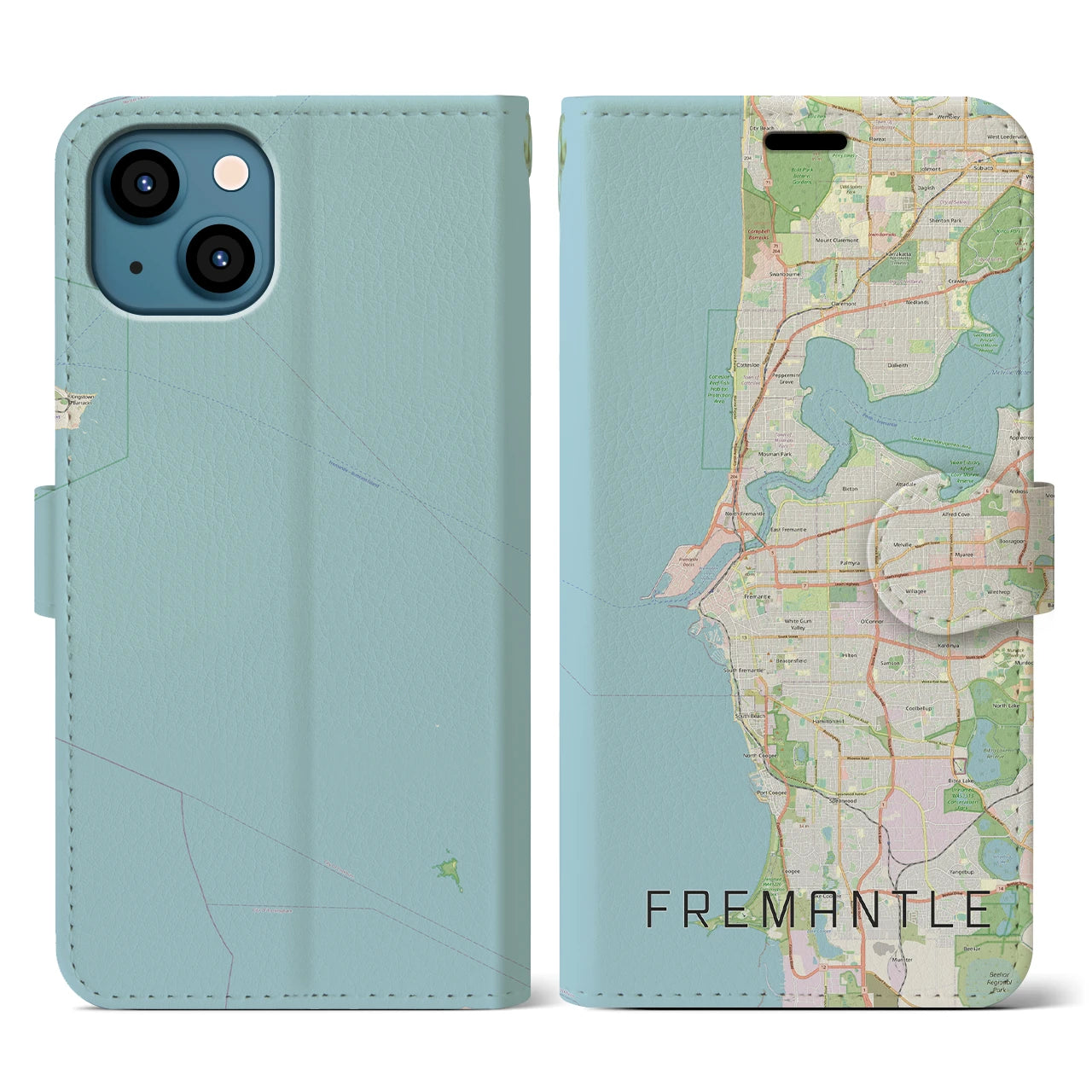 【フリーマントル(オーストラリア)】地図柄iPhoneケース(手帳タイプ)ナチュラル・iPhone 13 用