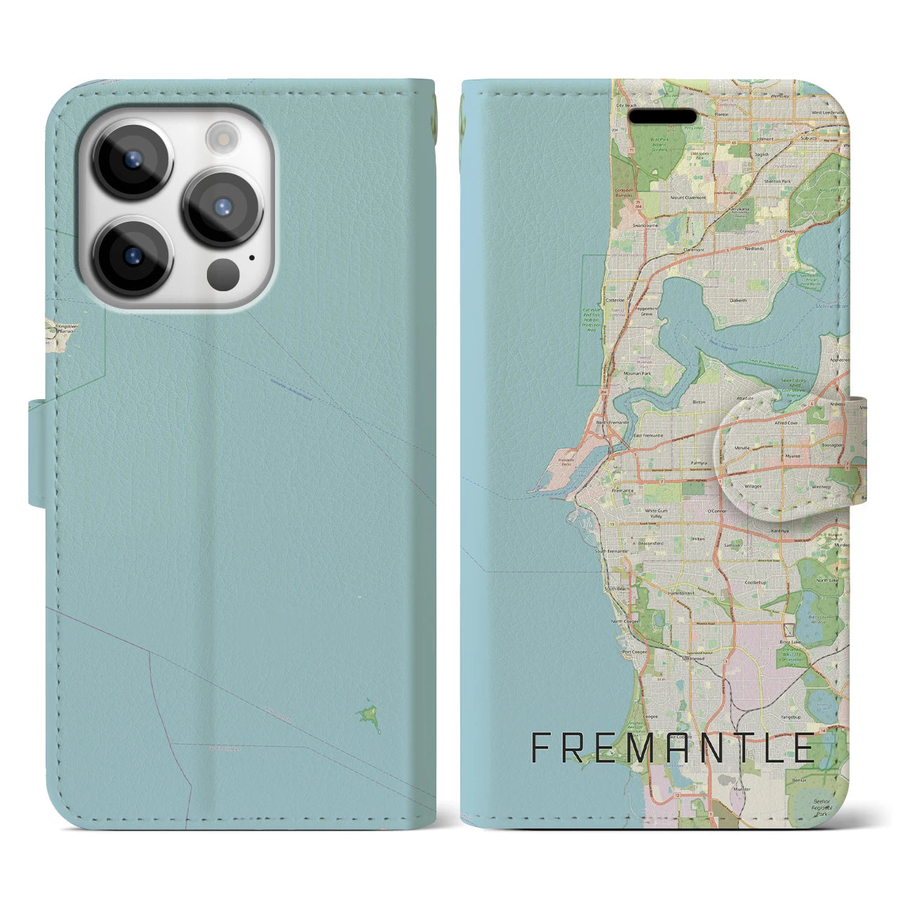 【フリーマントル(オーストラリア)】地図柄iPhoneケース(手帳タイプ)ナチュラル・iPhone 14 Pro 用