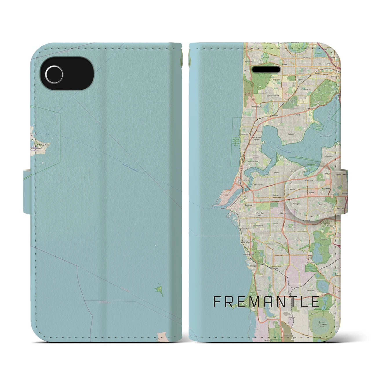 【フリーマントル(オーストラリア)】地図柄iPhoneケース(手帳タイプ)ナチュラル・iPhone SE(第3 / 第2世代) / 8 / 7 / 6s / 6 用