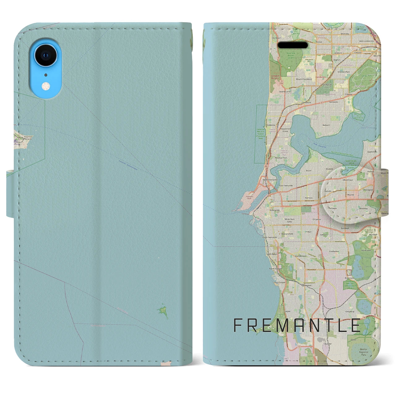 【フリーマントル(オーストラリア)】地図柄iPhoneケース(手帳タイプ)ナチュラル・iPhone XR 用