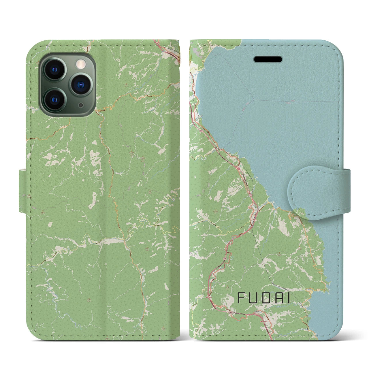 【普代(岩手県)】地図柄iPhoneケース(手帳タイプ)ナチュラル・iPhone 11 Pro 用