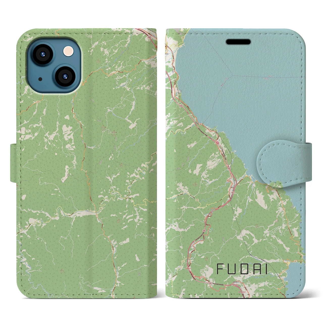 【普代(岩手県)】地図柄iPhoneケース(手帳タイプ)ナチュラル・iPhone 13 用