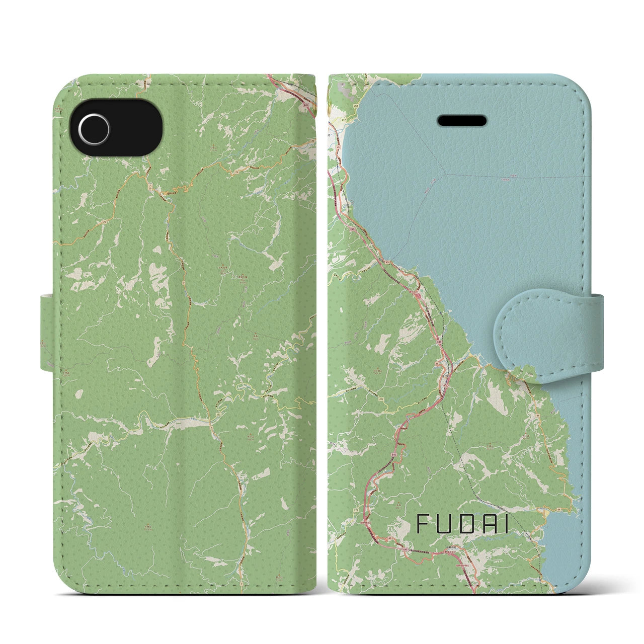 【普代(岩手県)】地図柄iPhoneケース(手帳タイプ)ナチュラル・iPhone SE(第3 / 第2世代) / 8 / 7 / 6s / 6 用