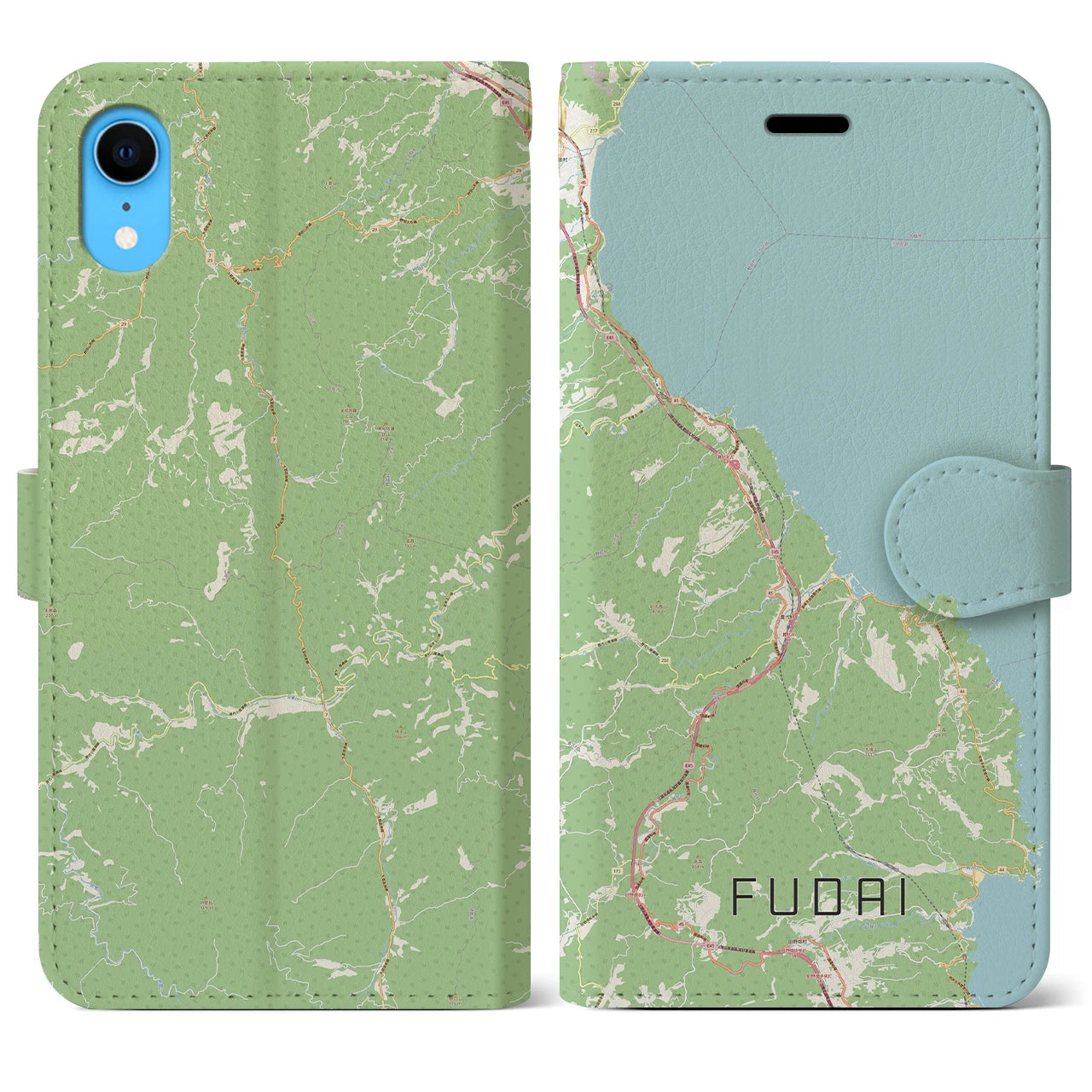 【普代(岩手県)】地図柄iPhoneケース(手帳タイプ)ナチュラル・iPhone XR 用