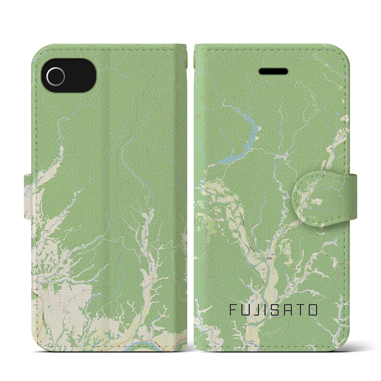 【藤里(秋田県)】地図柄iPhoneケース(手帳タイプ)ナチュラル・iPhone SE(第3 / 第2世代) / 8 / 7 / 6s / 6 用