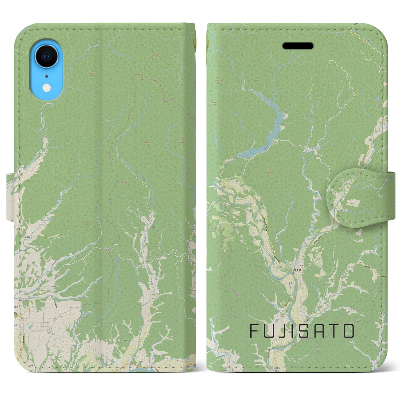 【藤里(秋田県)】地図柄iPhoneケース(手帳タイプ)ナチュラル・iPhone XR 用