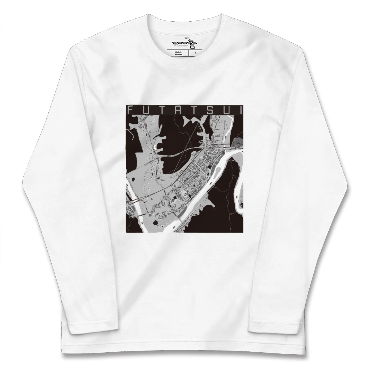 【二ツ井(秋田県)】地図柄ロングスリーブTシャツ