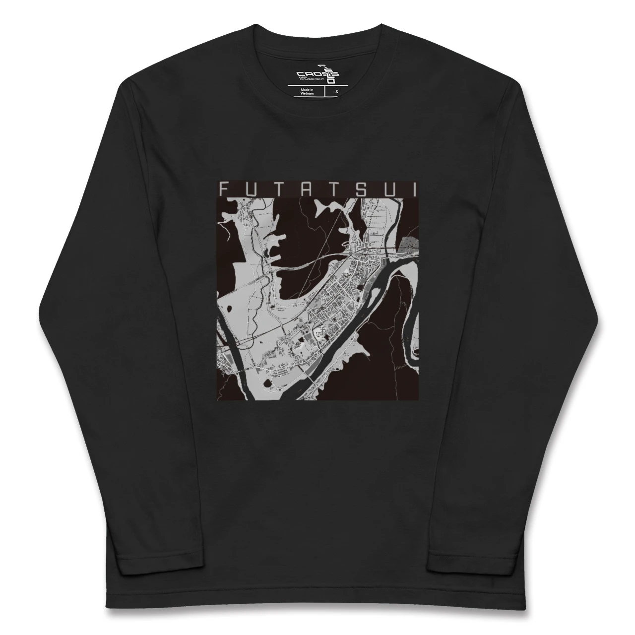 【二ツ井(秋田県)】地図柄ロングスリーブTシャツ