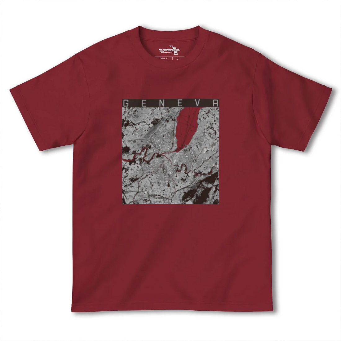 【ジュネーヴ(スイス)】地図柄ヘビーウェイトTシャツ