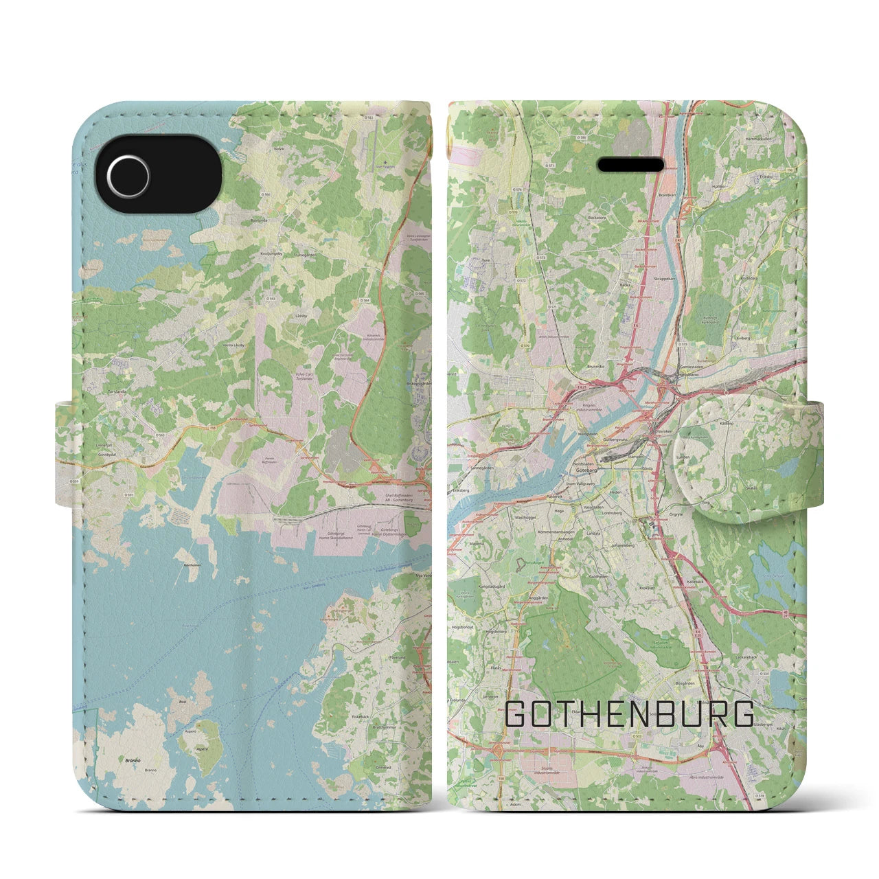 【ヨーテボリ(スウェーデン)】地図柄iPhoneケース(手帳タイプ)ナチュラル・iPhone SE(第3 / 第2世代) / 8 / 7 / 6s / 6 用