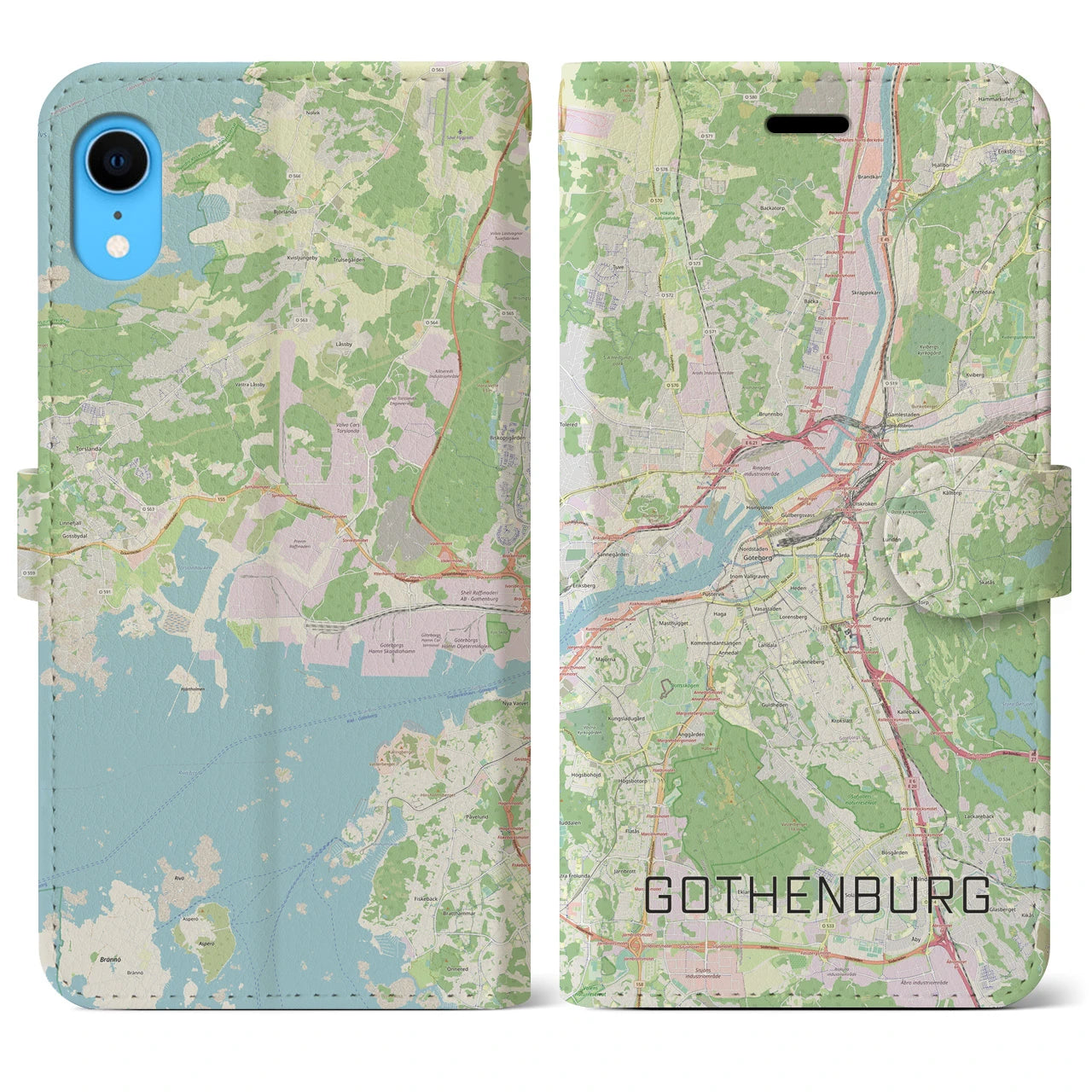 【ヨーテボリ(スウェーデン)】地図柄iPhoneケース(手帳タイプ)ナチュラル・iPhone XR 用
