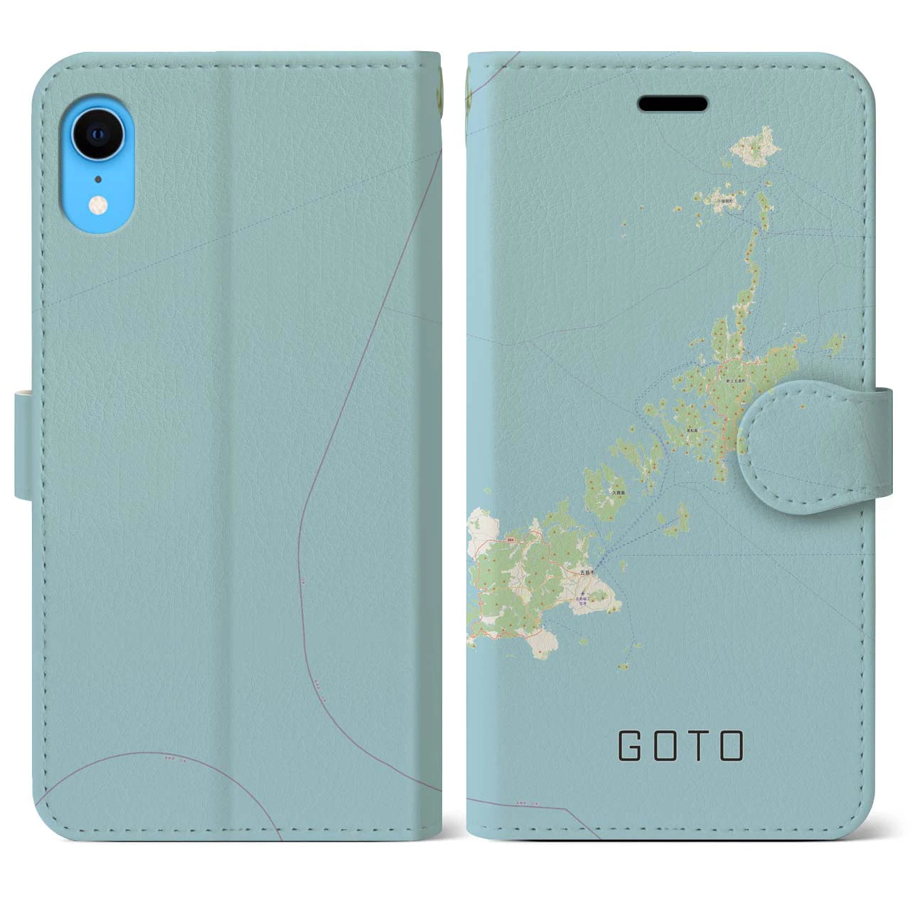 【五島(長崎県)】地図柄iPhoneケース(手帳タイプ)ナチュラル・iPhone XR 用