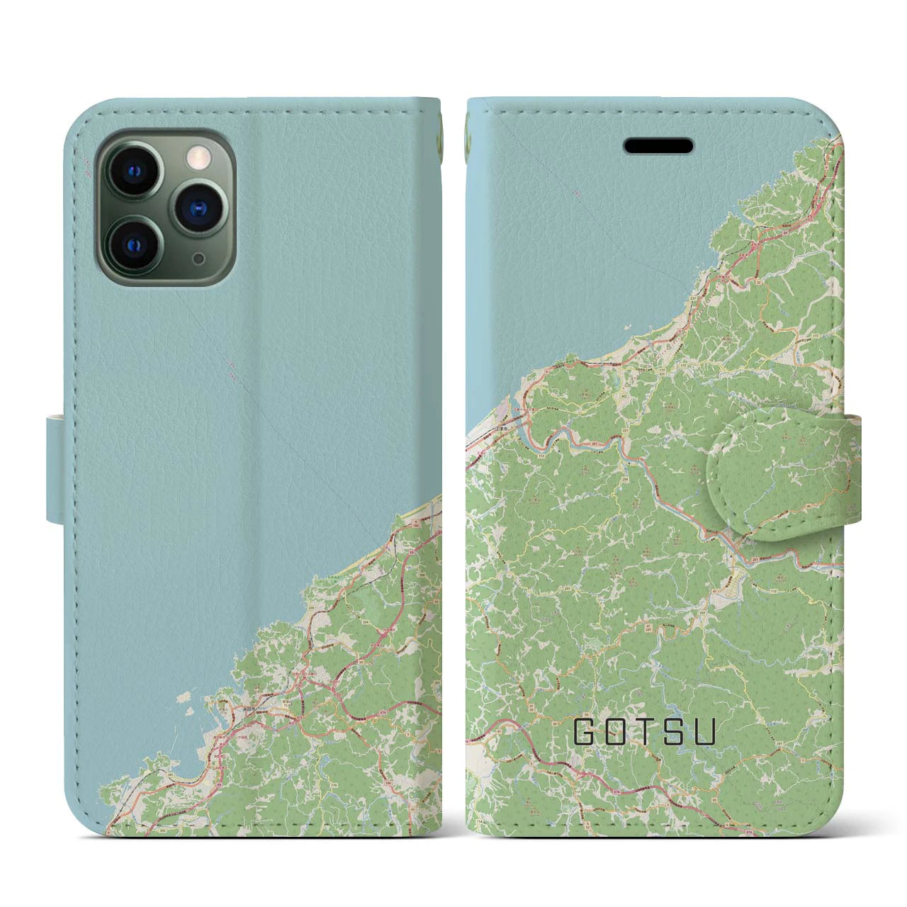 【江津(島根県)】地図柄iPhoneケース(手帳タイプ)ナチュラル・iPhone 11 Pro 用