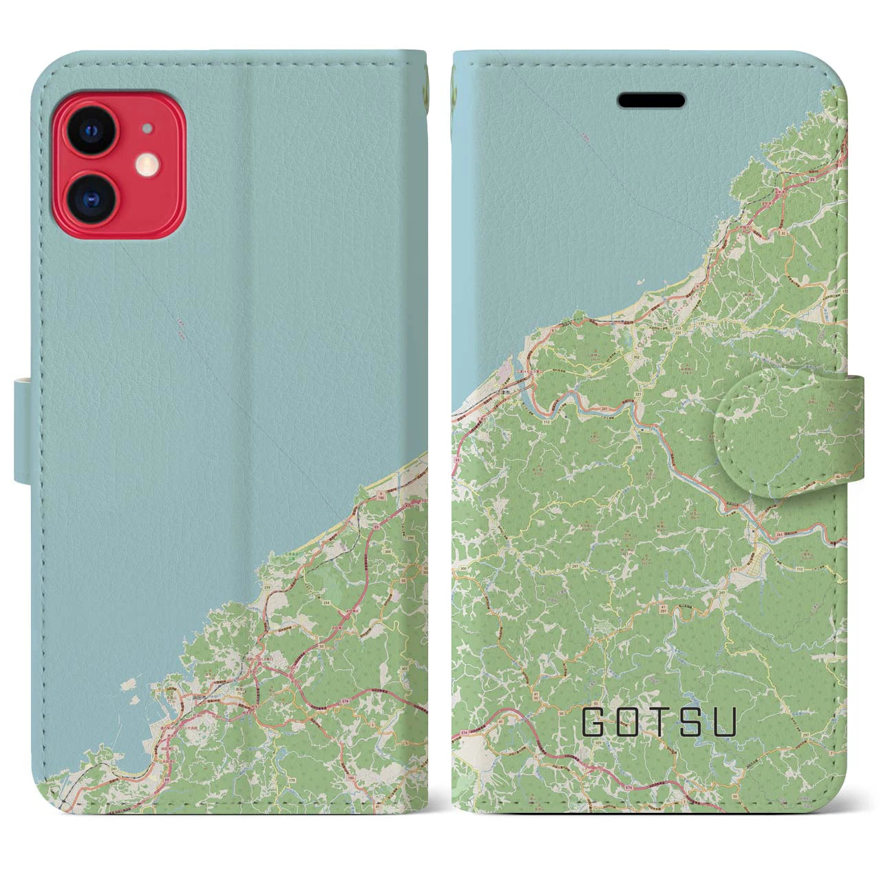 【江津(島根県)】地図柄iPhoneケース(手帳タイプ)ナチュラル・iPhone 11 用