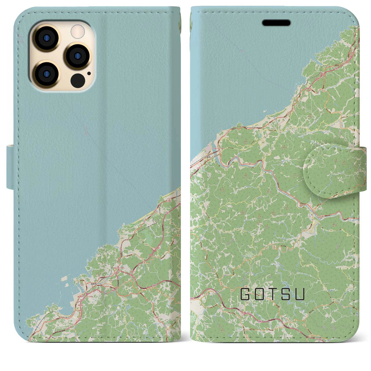 【江津(島根県)】地図柄iPhoneケース(手帳タイプ)ナチュラル・iPhone 12 Pro Max 用