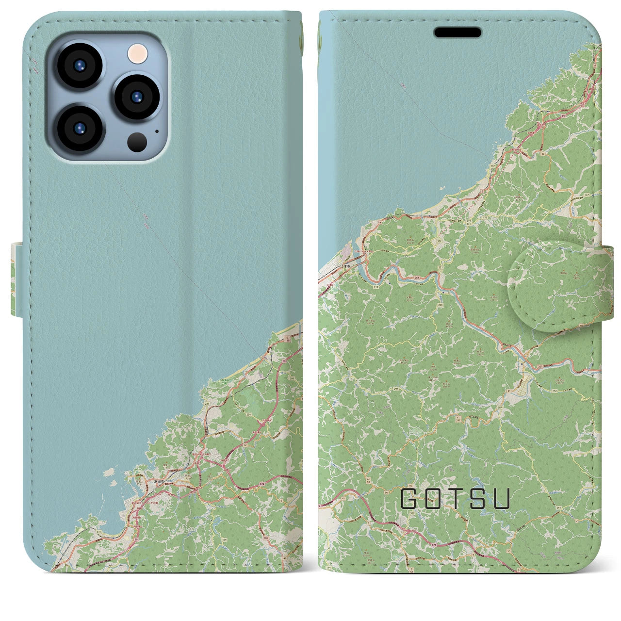 【江津(島根県)】地図柄iPhoneケース(手帳タイプ)ナチュラル・iPhone 13 Pro Max 用