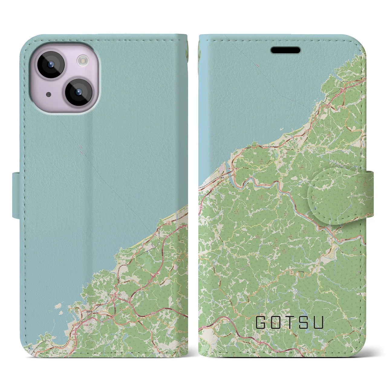 【江津(島根県)】地図柄iPhoneケース(手帳タイプ)ナチュラル・iPhone 14 用