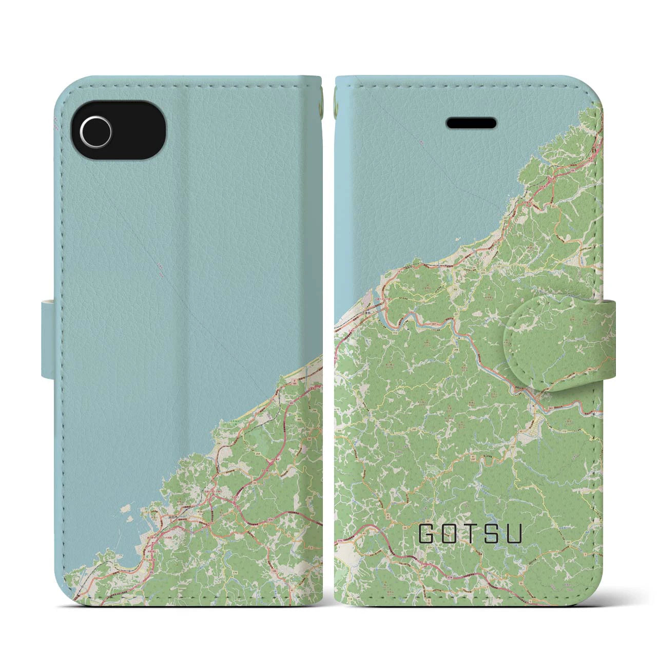 【江津(島根県)】地図柄iPhoneケース(手帳タイプ)ナチュラル・iPhone SE(第3 / 第2世代) / 8 / 7 / 6s / 6 用