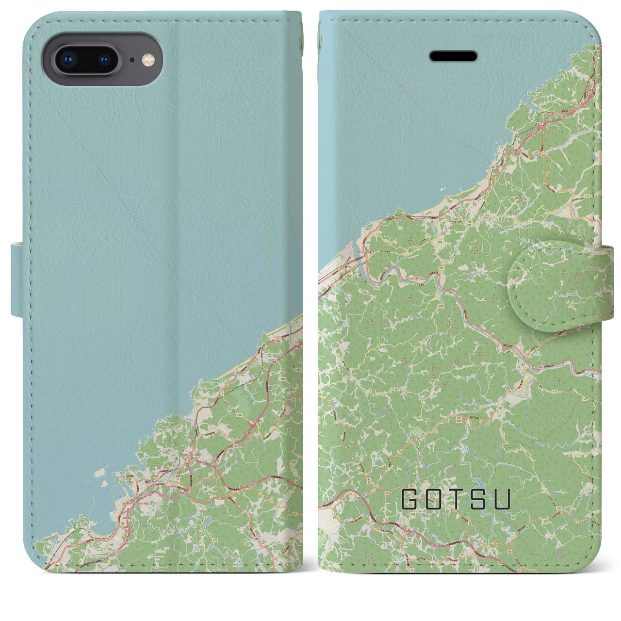 【江津(島根県)】地図柄iPhoneケース(手帳タイプ)ナチュラル・iPhone 8Plus /7Plus / 6sPlus / 6Plus 用
