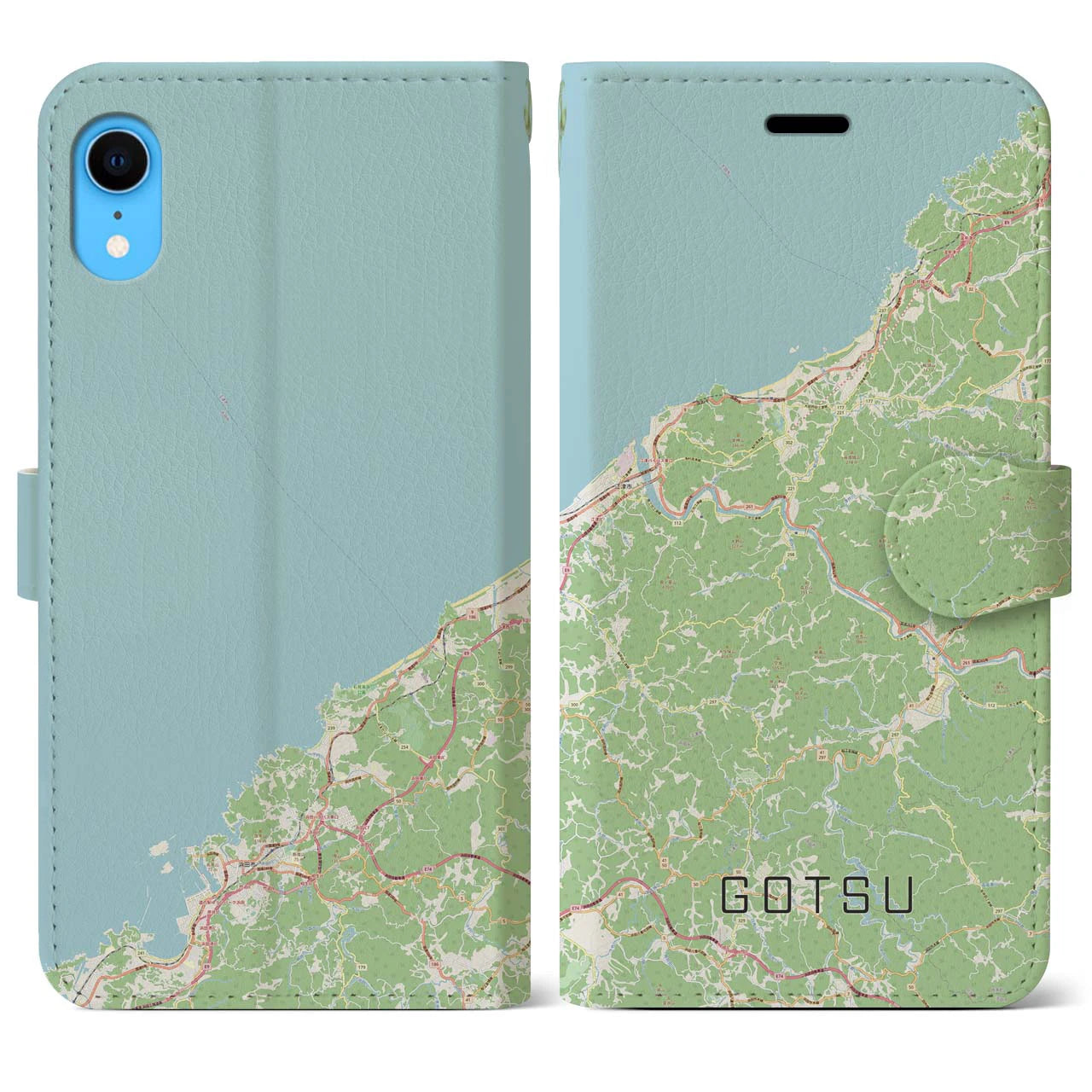 【江津(島根県)】地図柄iPhoneケース(手帳タイプ)ナチュラル・iPhone XR 用