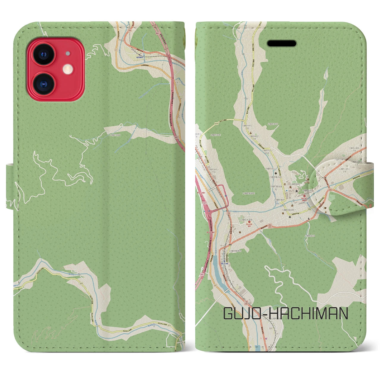 【郡上八幡(岐阜県)】地図柄iPhoneケース(手帳タイプ)ナチュラル・iPhone 11 用