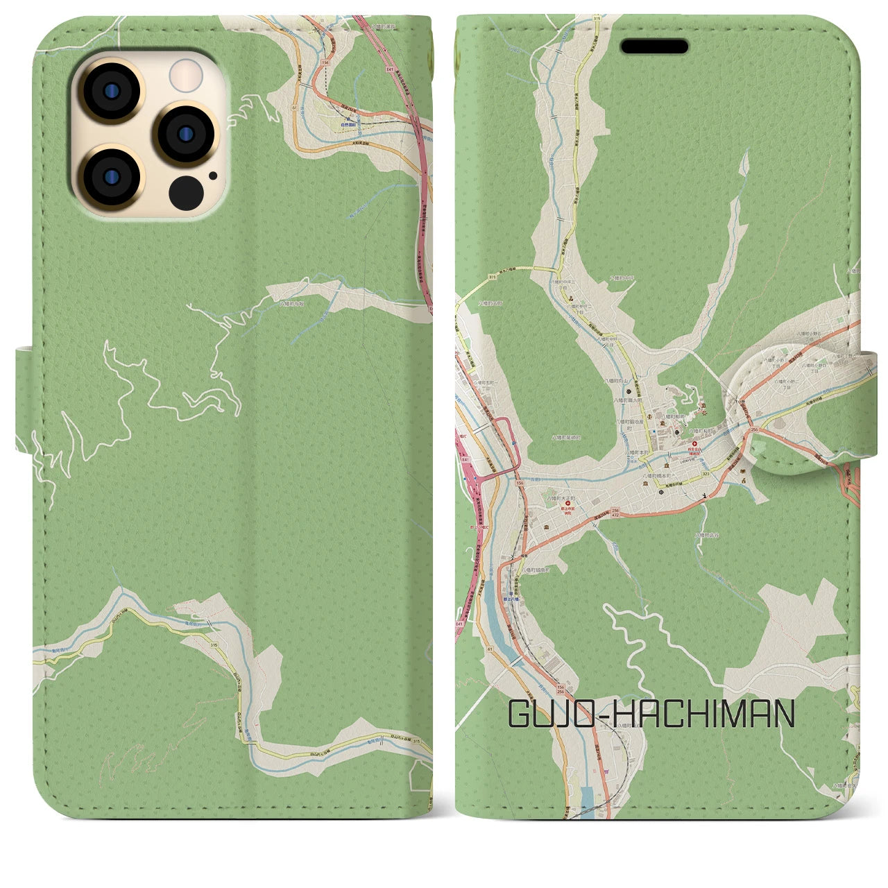 【郡上八幡(岐阜県)】地図柄iPhoneケース(手帳タイプ)ナチュラル・iPhone 12 Pro Max 用