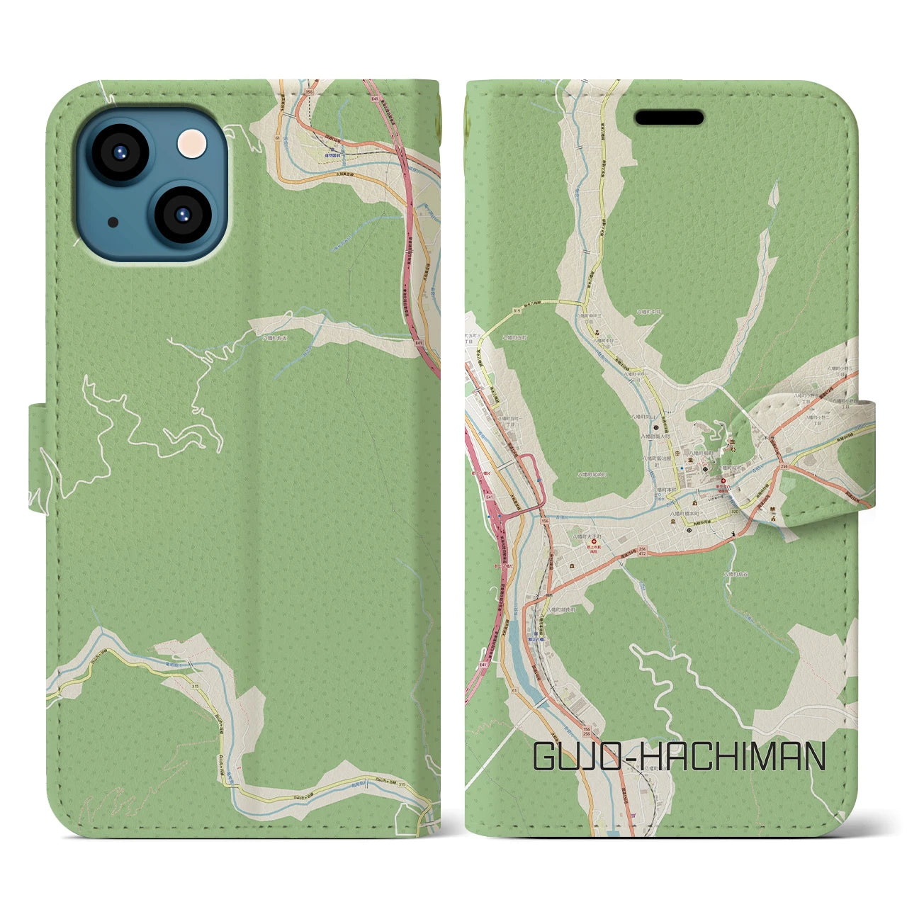 【郡上八幡(岐阜県)】地図柄iPhoneケース(手帳タイプ)ナチュラル・iPhone 13 用