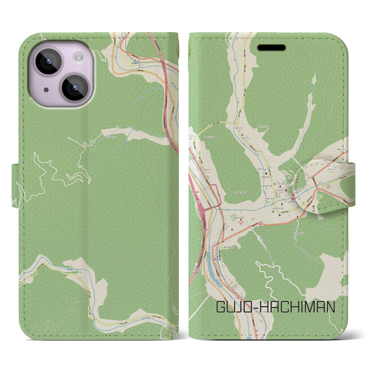 【郡上八幡(岐阜県)】地図柄iPhoneケース(手帳タイプ)ナチュラル・iPhone 14 用