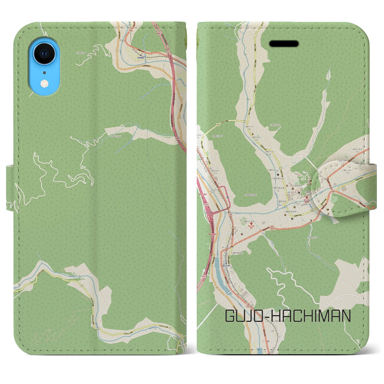 【郡上八幡(岐阜県)】地図柄iPhoneケース(手帳タイプ)ナチュラル・iPhone XR 用