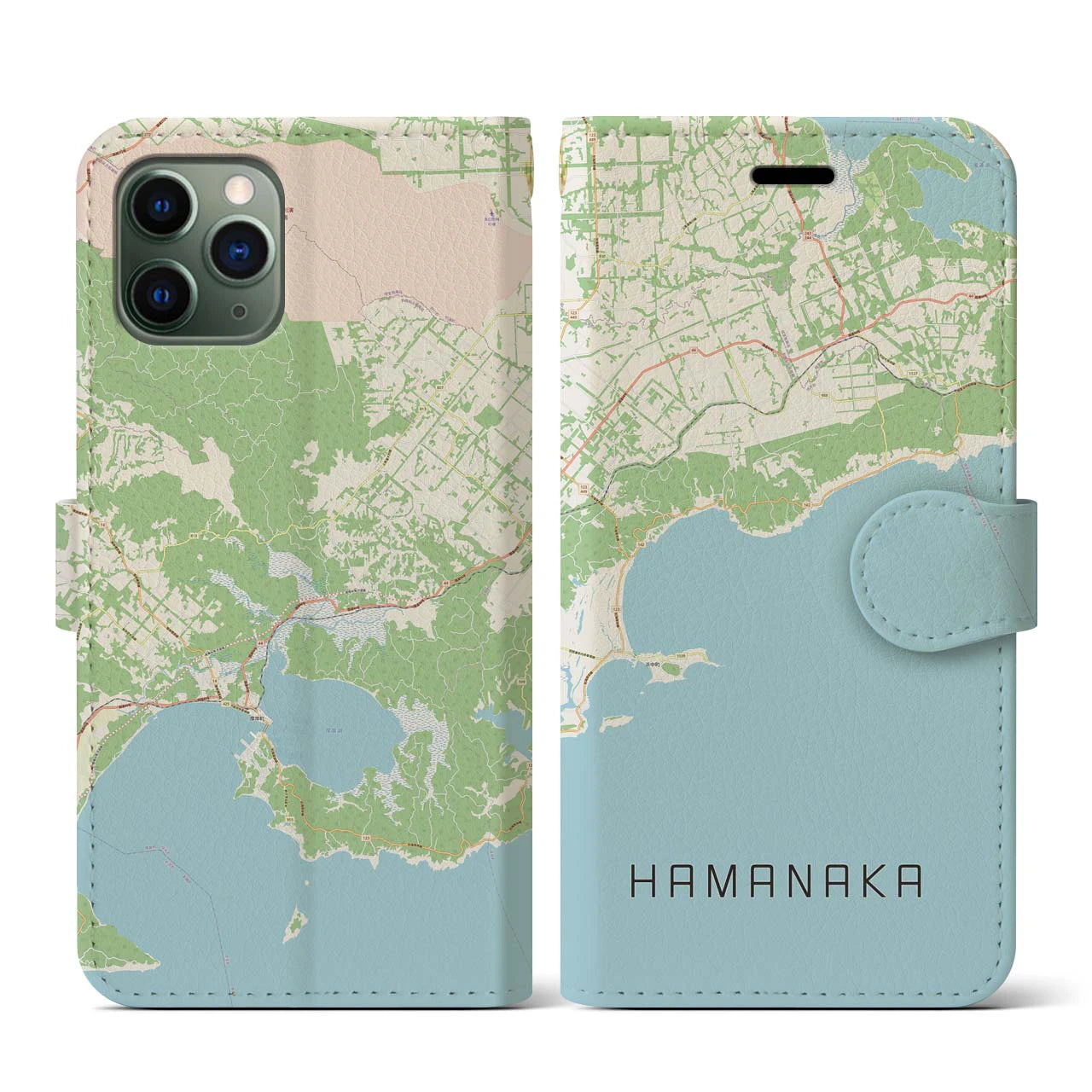 【浜中(北海道)】地図柄iPhoneケース(手帳タイプ)ナチュラル・iPhone 11 Pro 用
