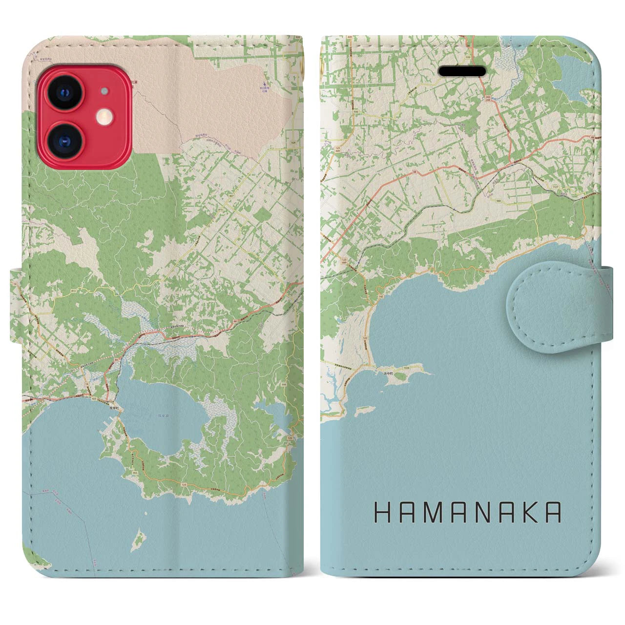 【浜中(北海道)】地図柄iPhoneケース(手帳タイプ)ナチュラル・iPhone 11 用