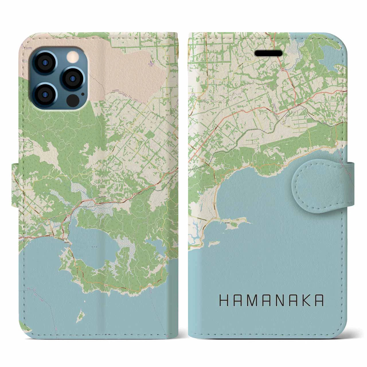 【浜中(北海道)】地図柄iPhoneケース(手帳タイプ)ナチュラル・iPhone 12 / 12 Pro 用