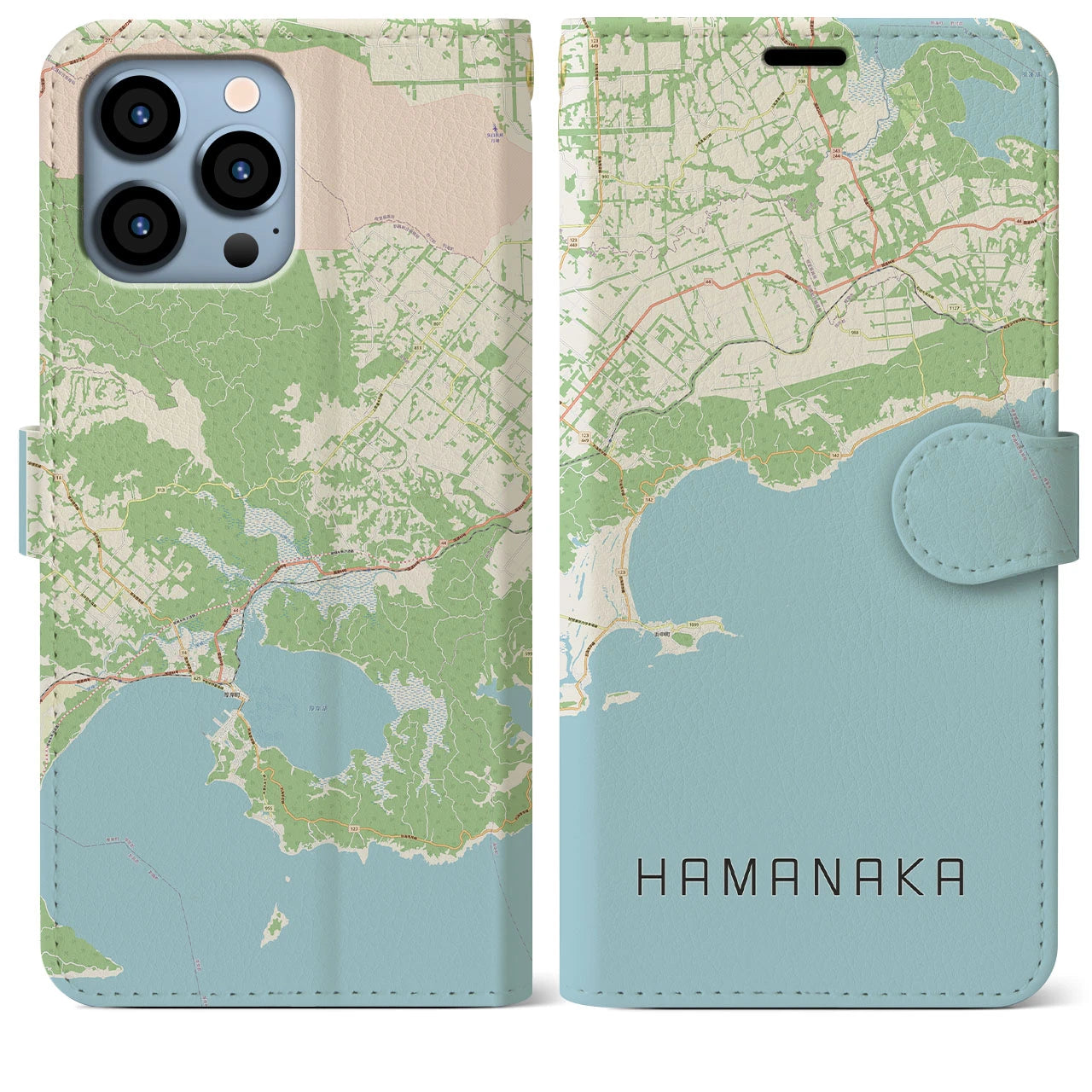 【浜中(北海道)】地図柄iPhoneケース(手帳タイプ)ナチュラル・iPhone 13 Pro Max 用