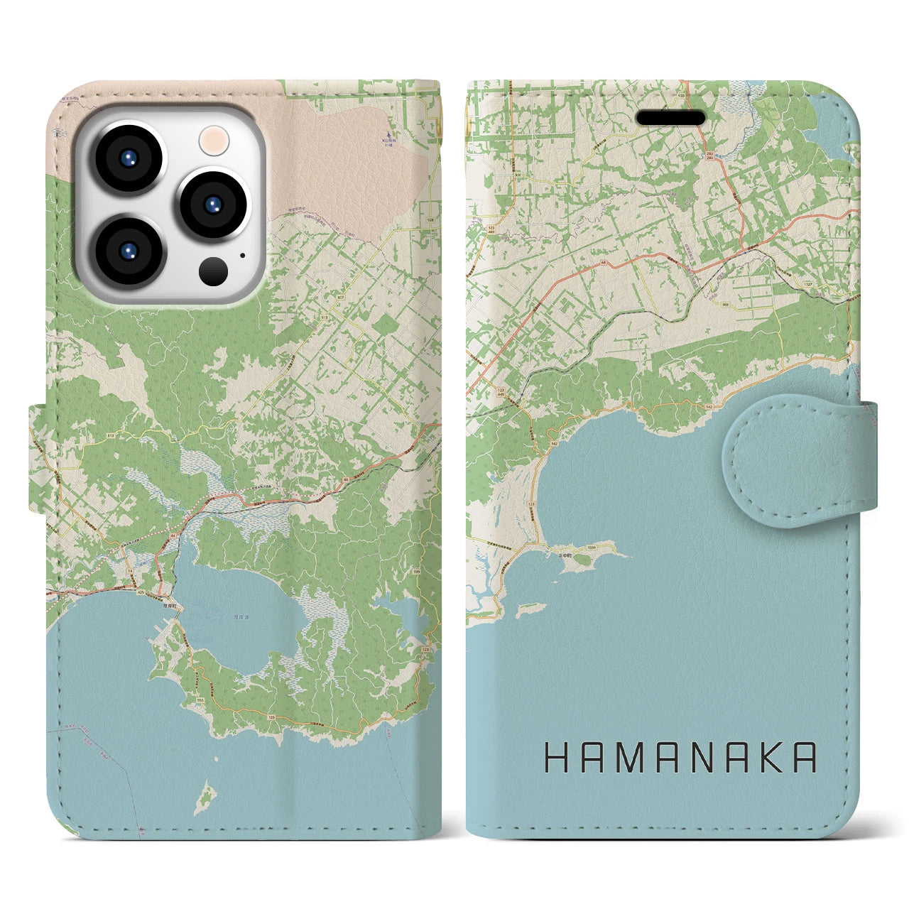 【浜中(北海道)】地図柄iPhoneケース(手帳タイプ)ナチュラル・iPhone 13 Pro 用