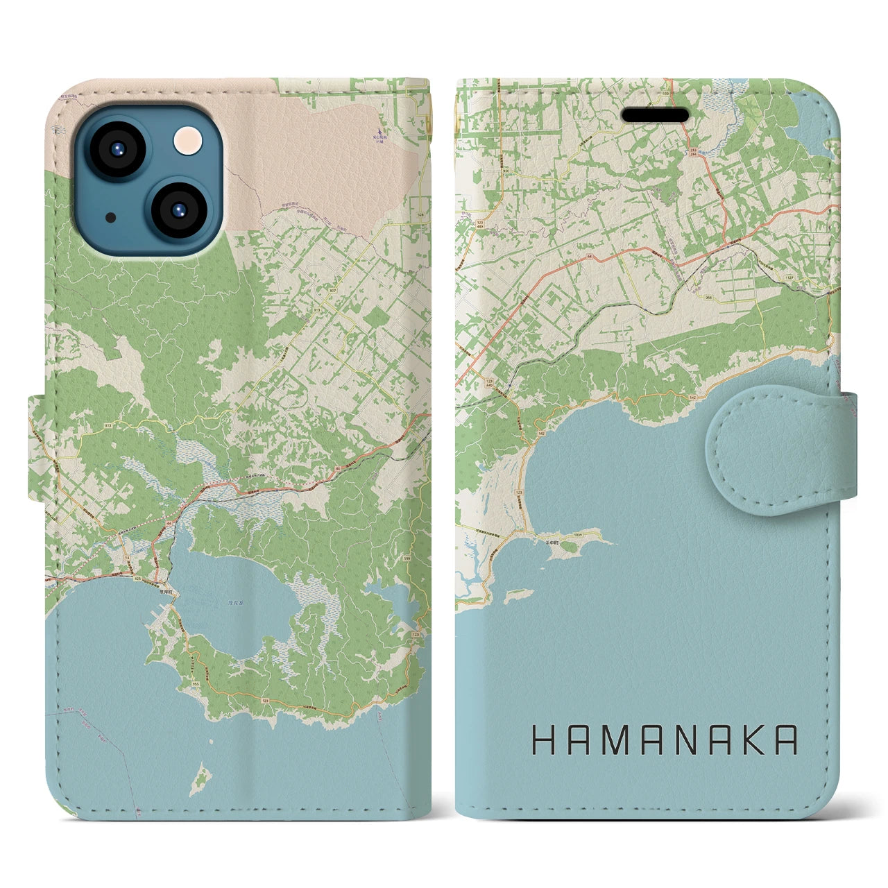 【浜中(北海道)】地図柄iPhoneケース(手帳タイプ)ナチュラル・iPhone 13 用